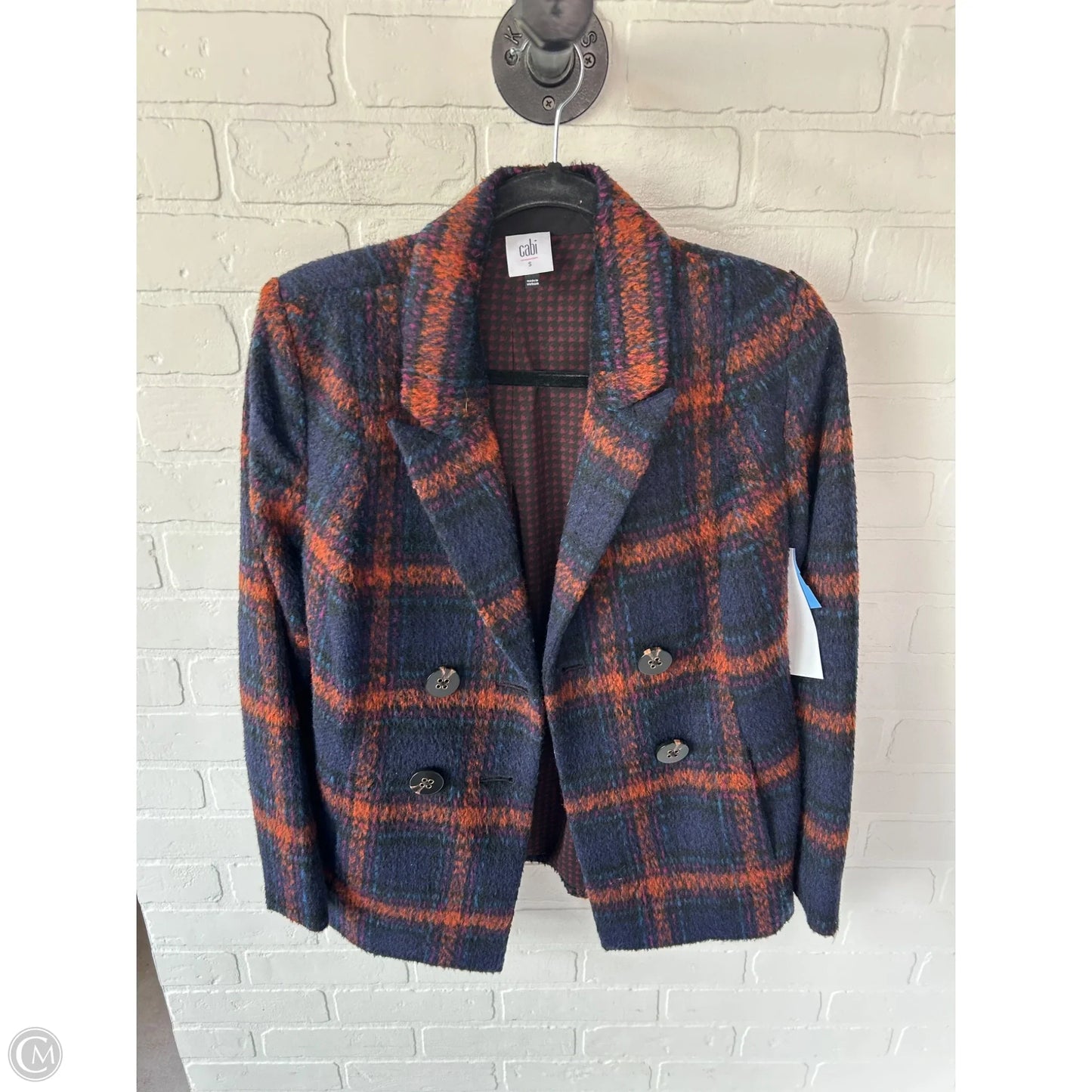 Coat Parka By Cabi In Black & Orange, Size: S
