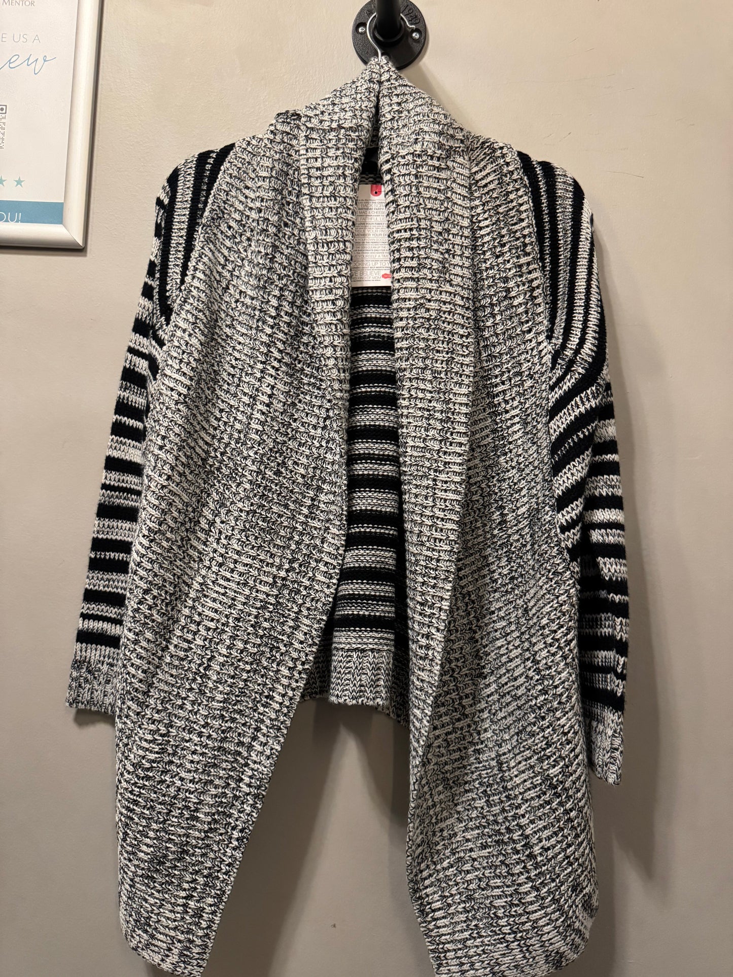 Sweater Cardigan By Lumiere In Black & White, Size: S