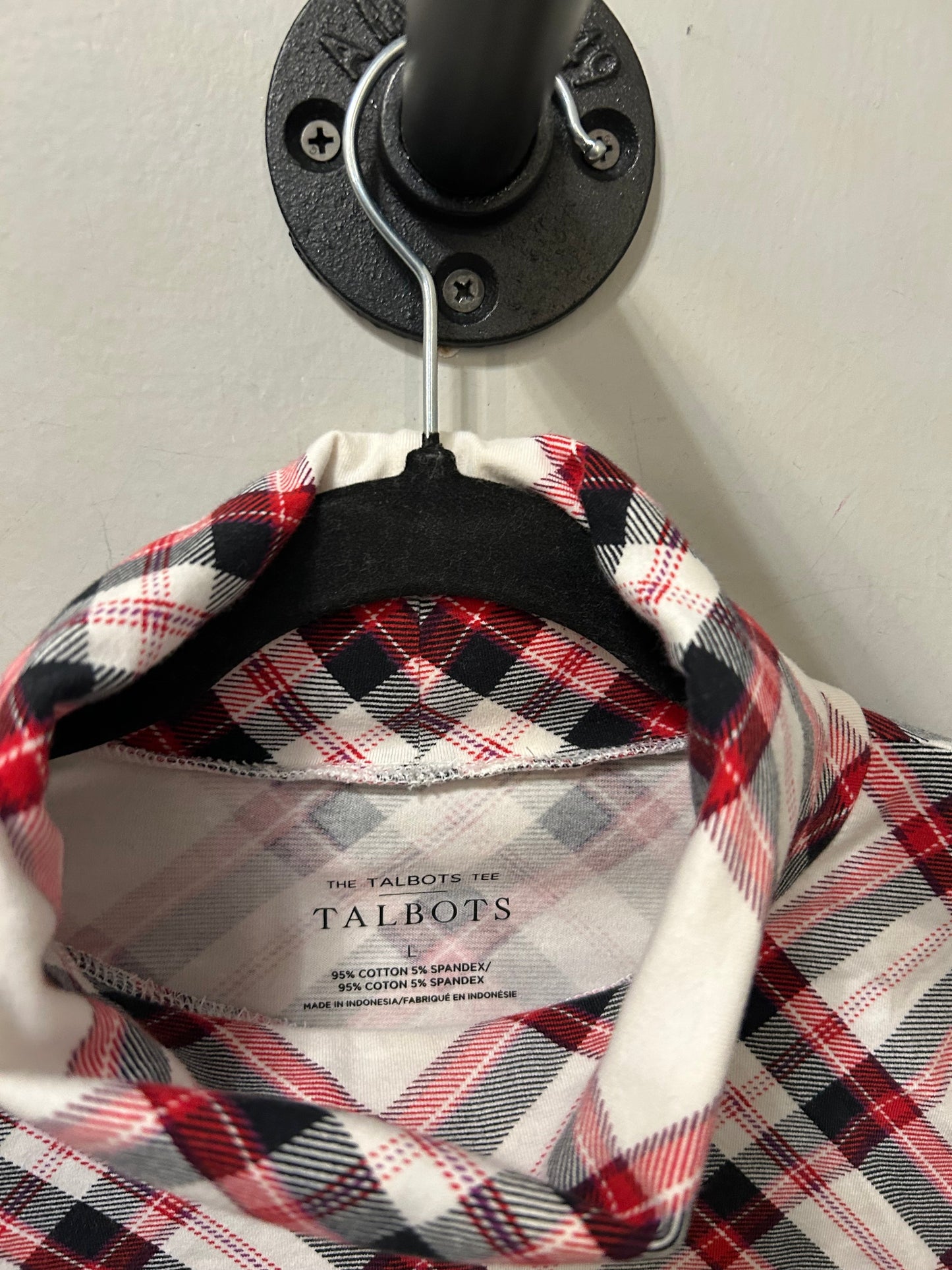 Top Long Sleeve Basic By Talbots In Black & Red, Size: L