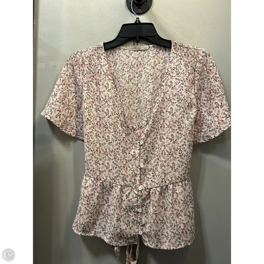 Top Short Sleeve By Active Usa In Pink & White, Size: M