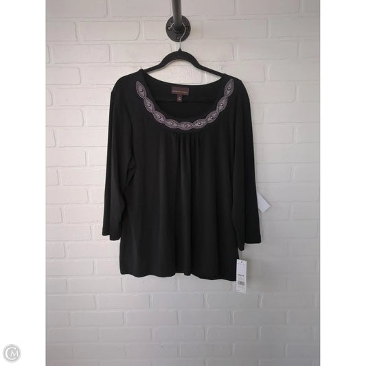 Top 3/4 Sleeve By Dana Buchman In Black & Silver, Size: Xl