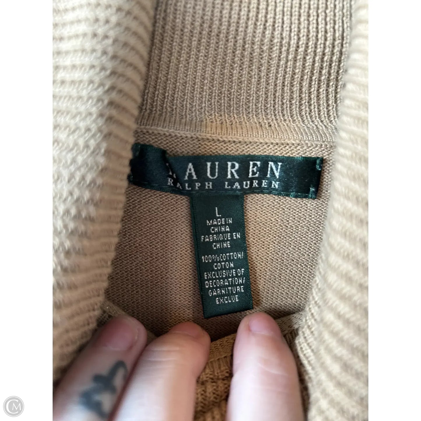 Sweater By Lauren By Ralph Lauren In Camouflage Print, Size: L