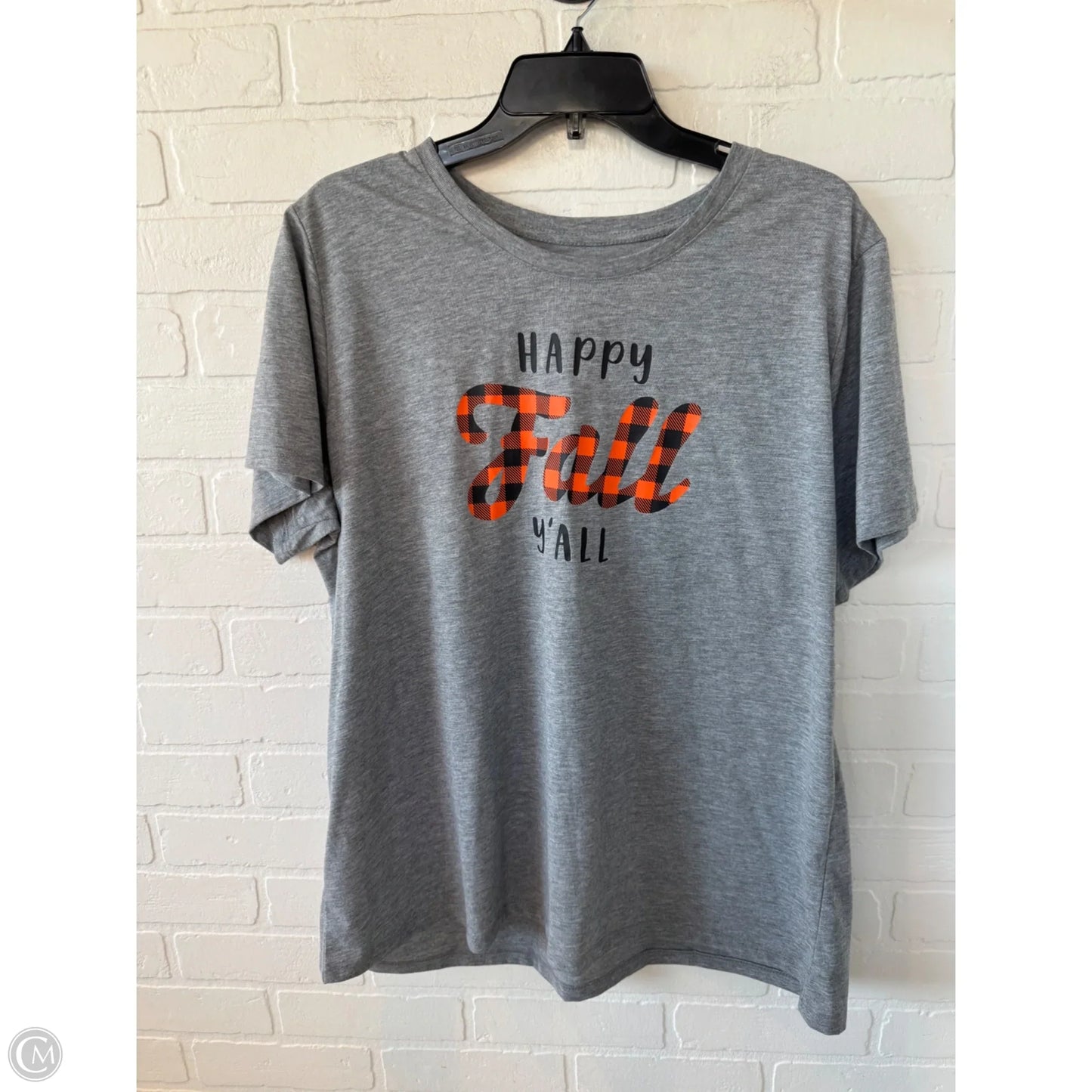 Top Short Sleeve Basic By Clothes Mentor In Grey & Orange, Size: 2x