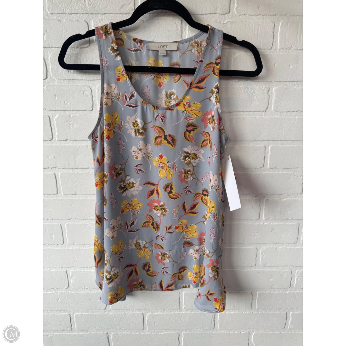 Top Sleeveless By Loft In Grey & Yellow, Size: Xs