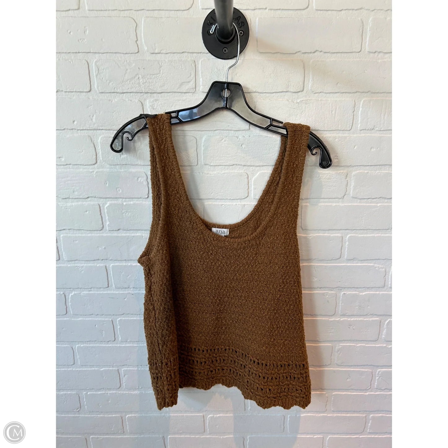 Sweater Short Sleeve By Ana In Brown, Size: M