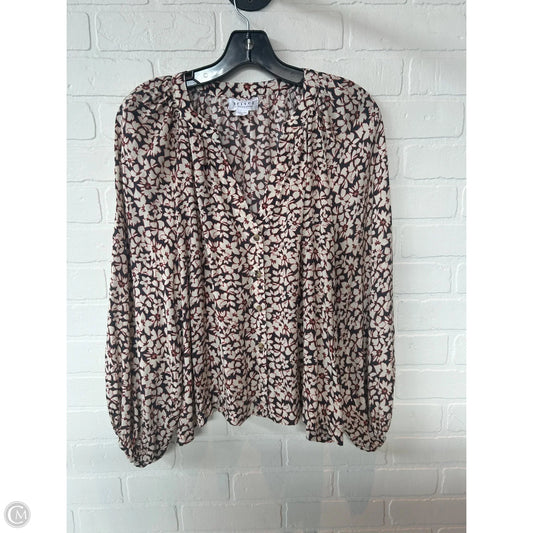 Top Long Sleeve By Velvet In Cream & Grey, Size: M