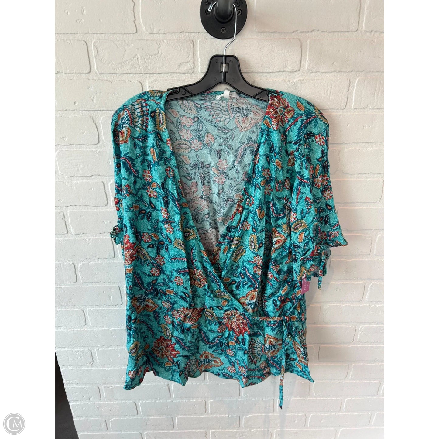 Top Short Sleeve By Maurices In Blue & Orange, Size: 2x
