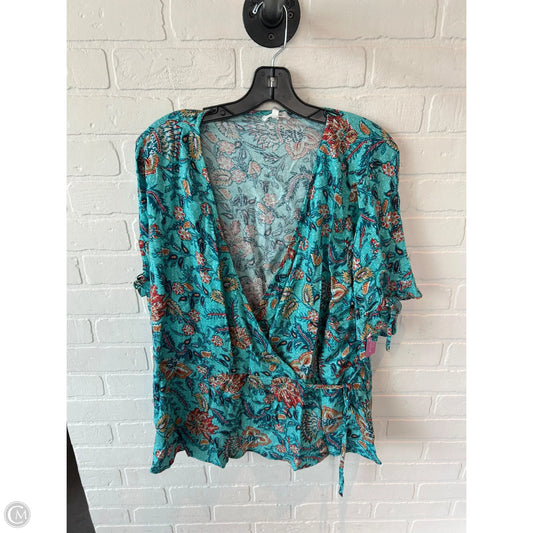 Top Short Sleeve By Maurices In Blue & Orange, Size: 2x