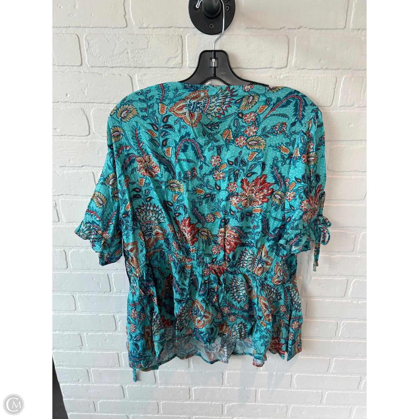 Top Short Sleeve By Maurices In Blue & Orange, Size: 2x