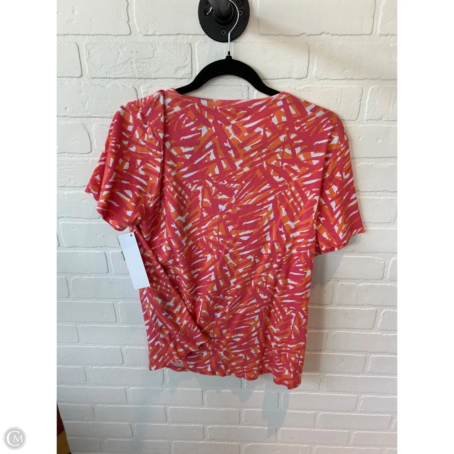 Top Short Sleeve By Chicos In Orange & Pink, Size: Xl