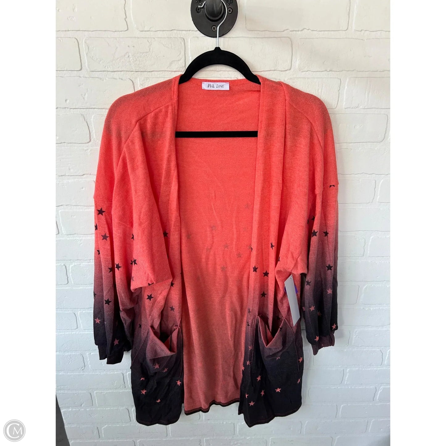 Cardigan By Clothes Mentor In Black & Orange, Size: S