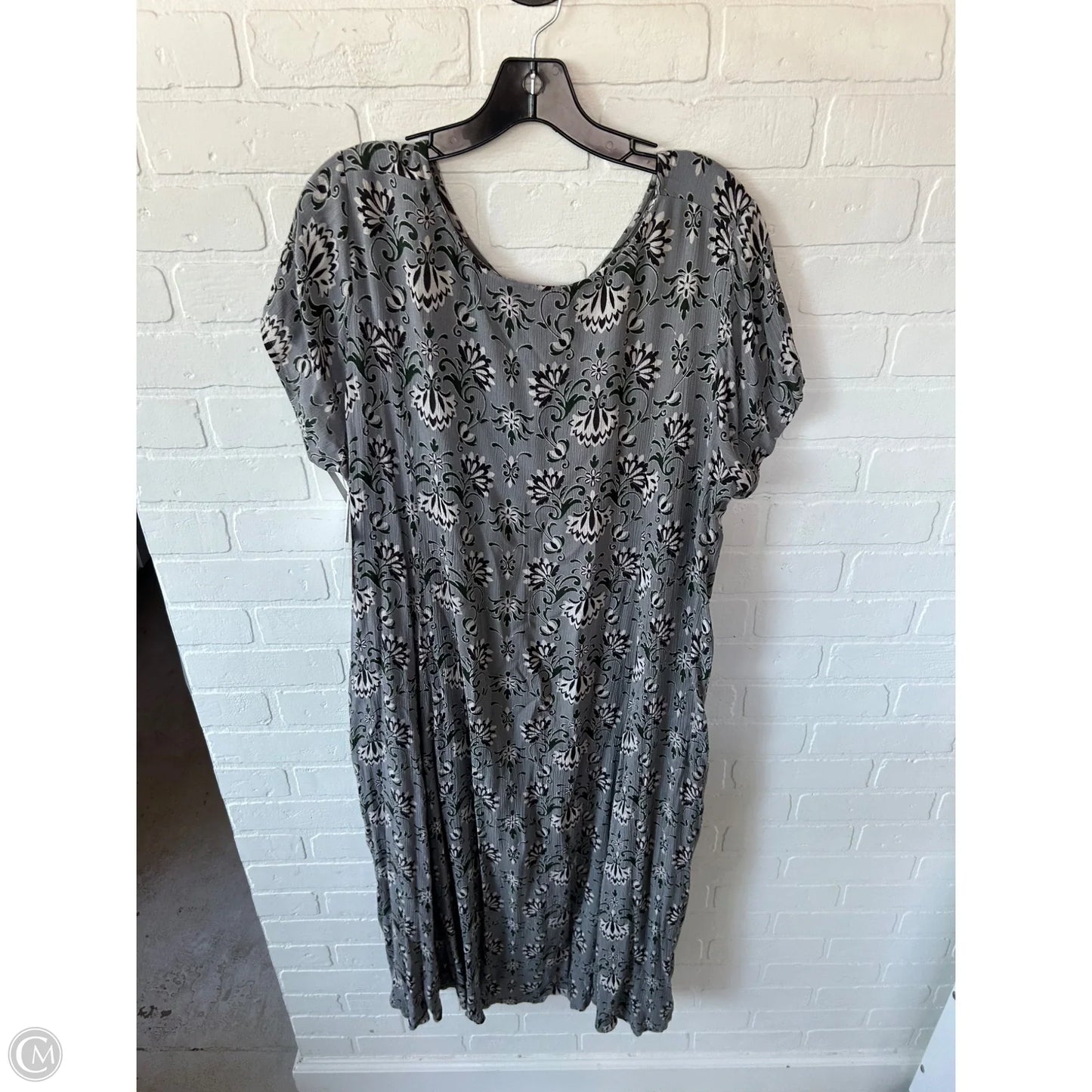 Dress Casual Midi By Woman Within In Grey & Purple, Size: 1x