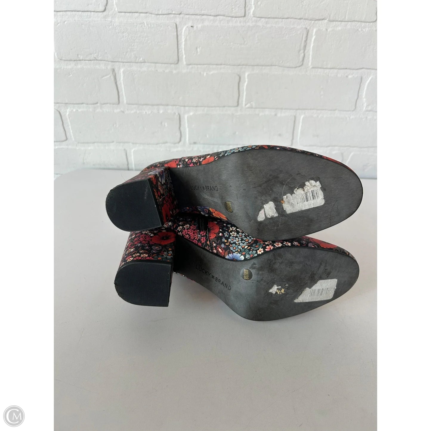Boots Ankle Heels By Lucky Brand In Black & Red, Size: 8