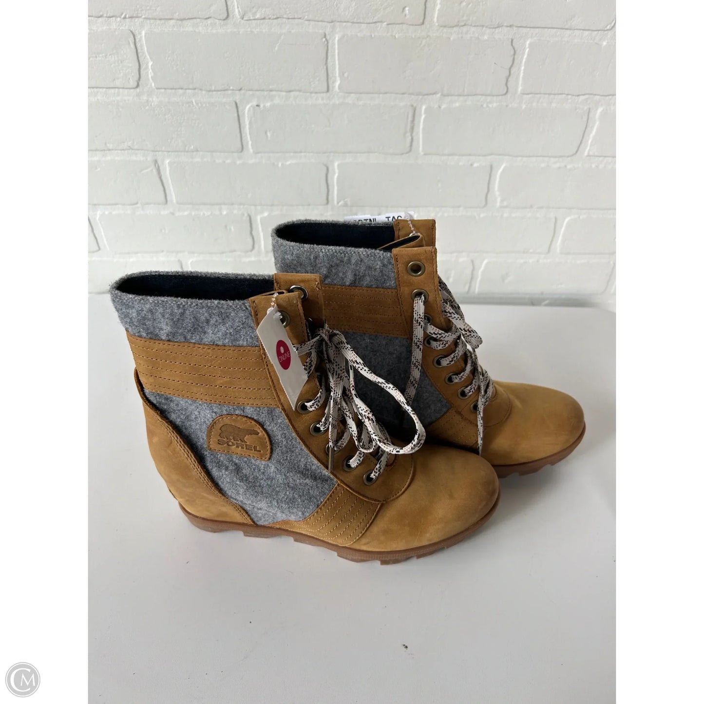 Boots Mid-calf Flats By Sorel In Gold & Tan, Size: 12