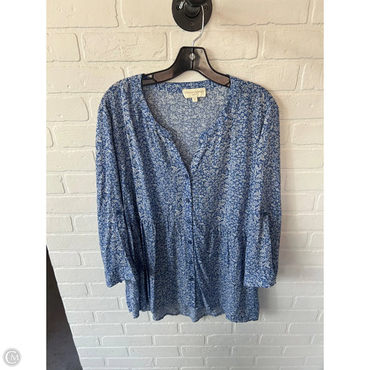 Top Long Sleeve By Cynthia Rowley In Blue & White, Size: 1x