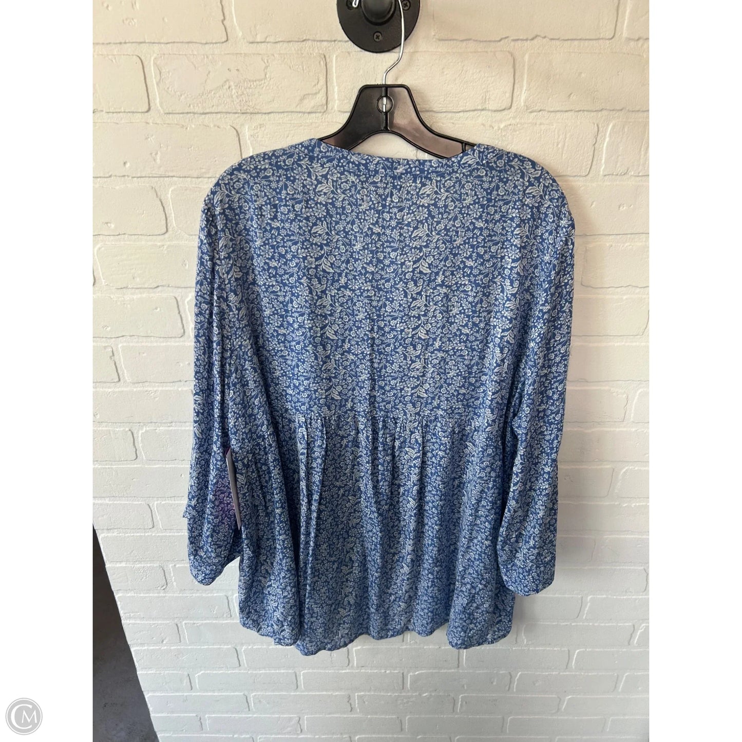 Top Long Sleeve By Cynthia Rowley In Blue & White, Size: 1x