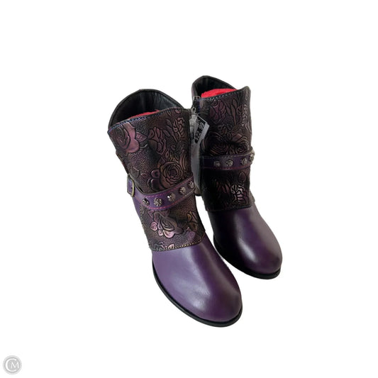 Boots Ankle Heels By Cme In Purple, Size: 7.5