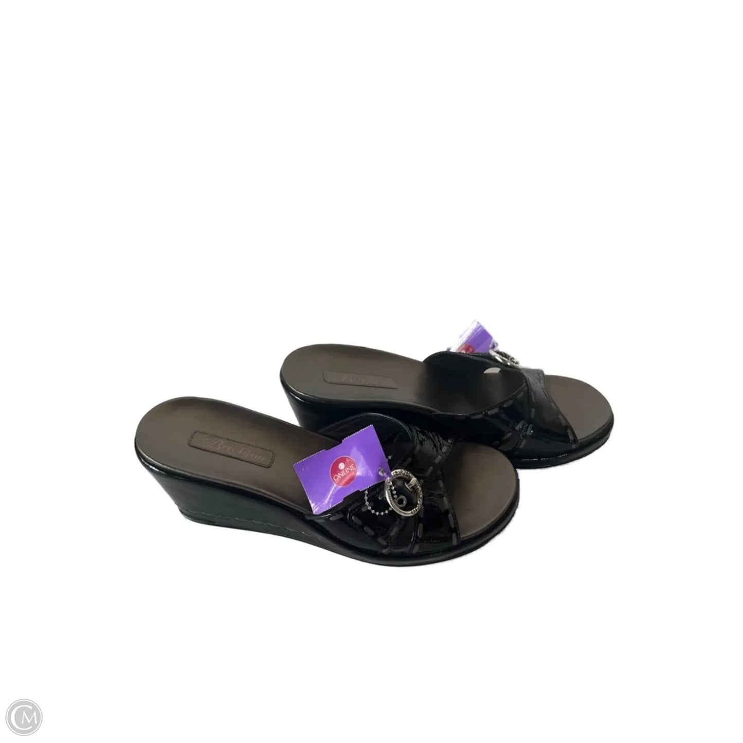 Sandals Heels Wedge By Brighton In Black & Grey, Size: 9