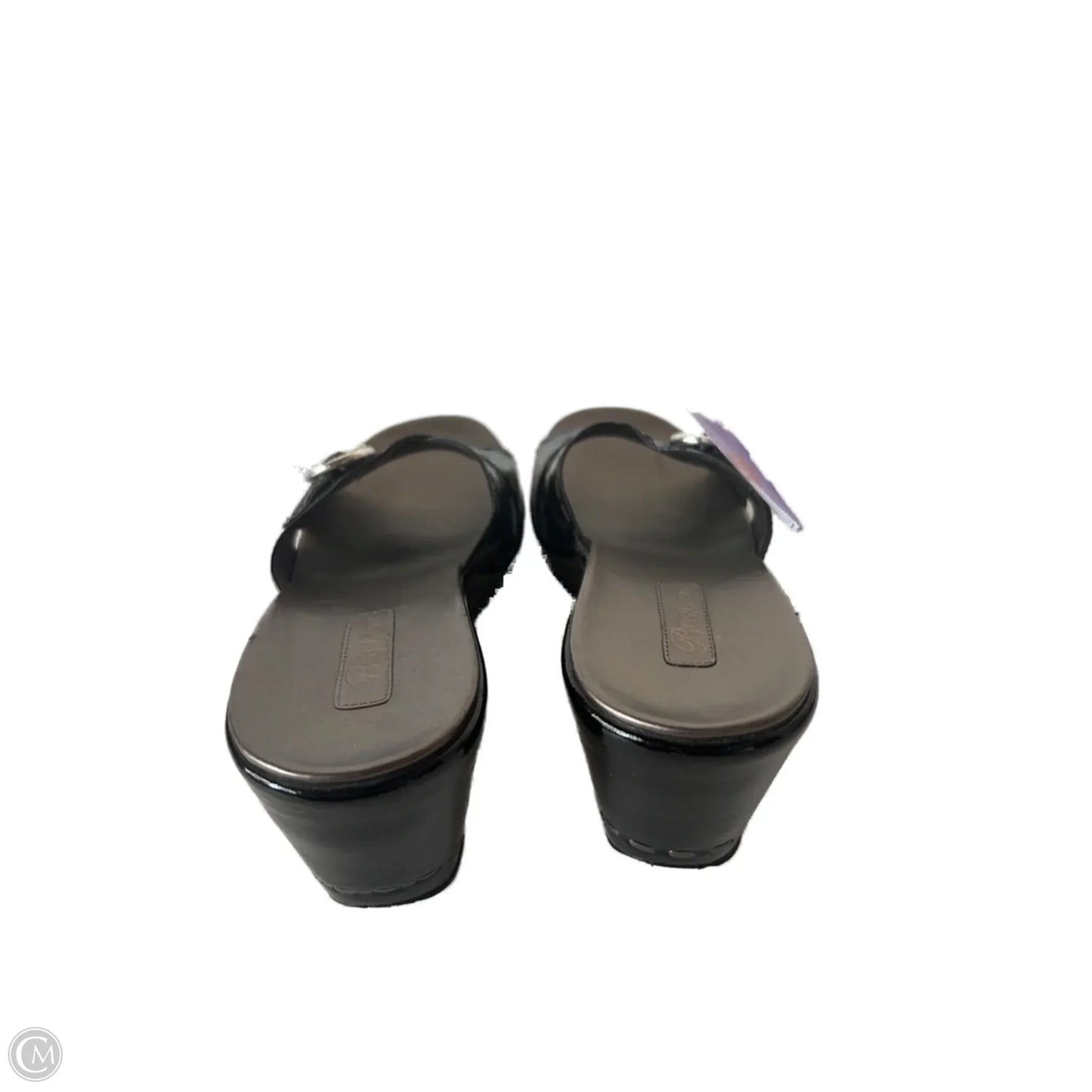 Sandals Heels Wedge By Brighton In Black & Grey, Size: 9