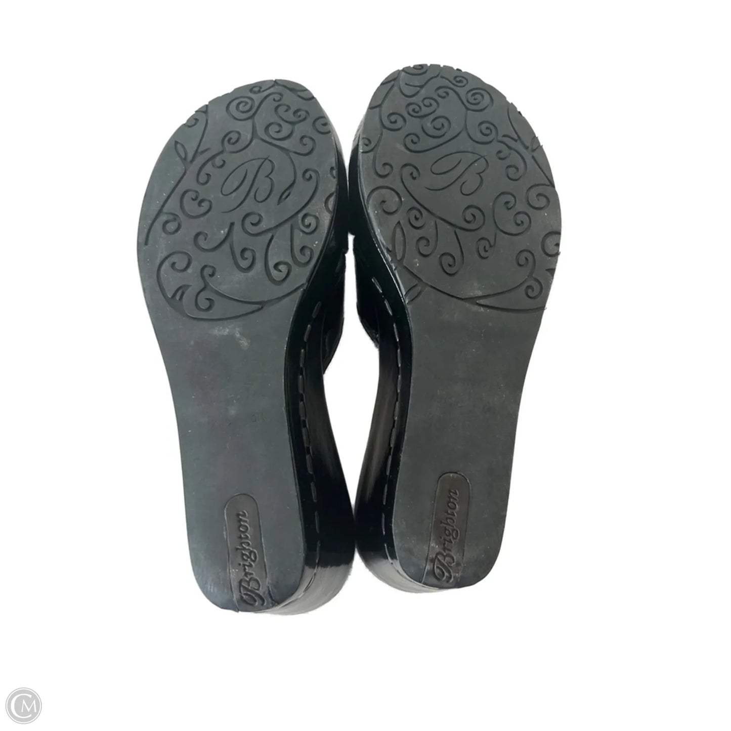 Sandals Heels Wedge By Brighton In Black & Grey, Size: 9