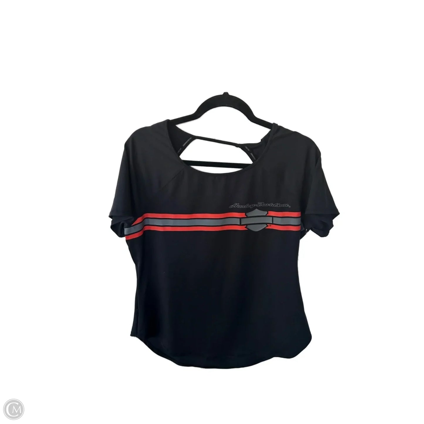 Top Short Sleeve By Harley Davidson In Black & Orange, Size: L