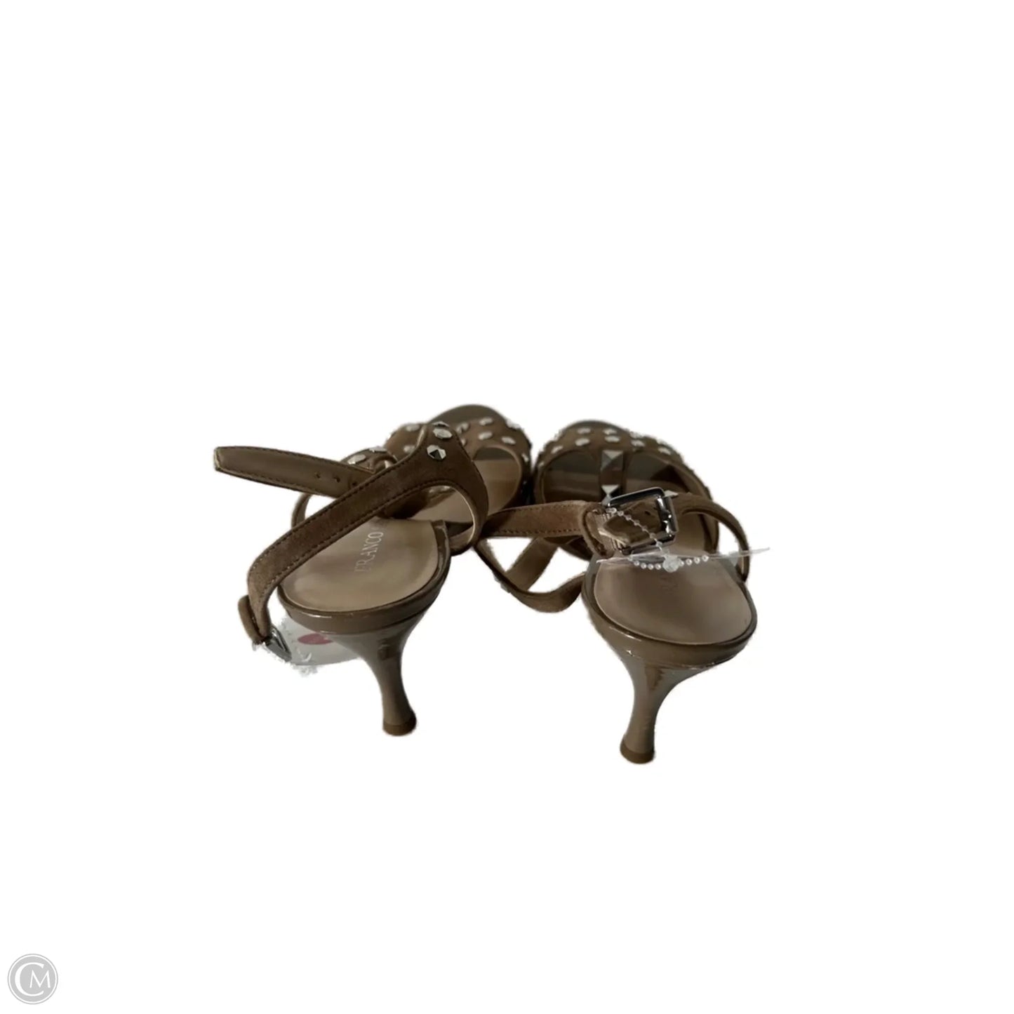 Sandals Heels Stiletto By Franco Sarto In Brown & Silver, Size: 7.5