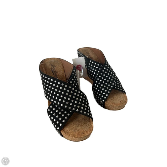 Sandals Heels Wedge By Lucky Brand In Black & Silver, Size: 6.5