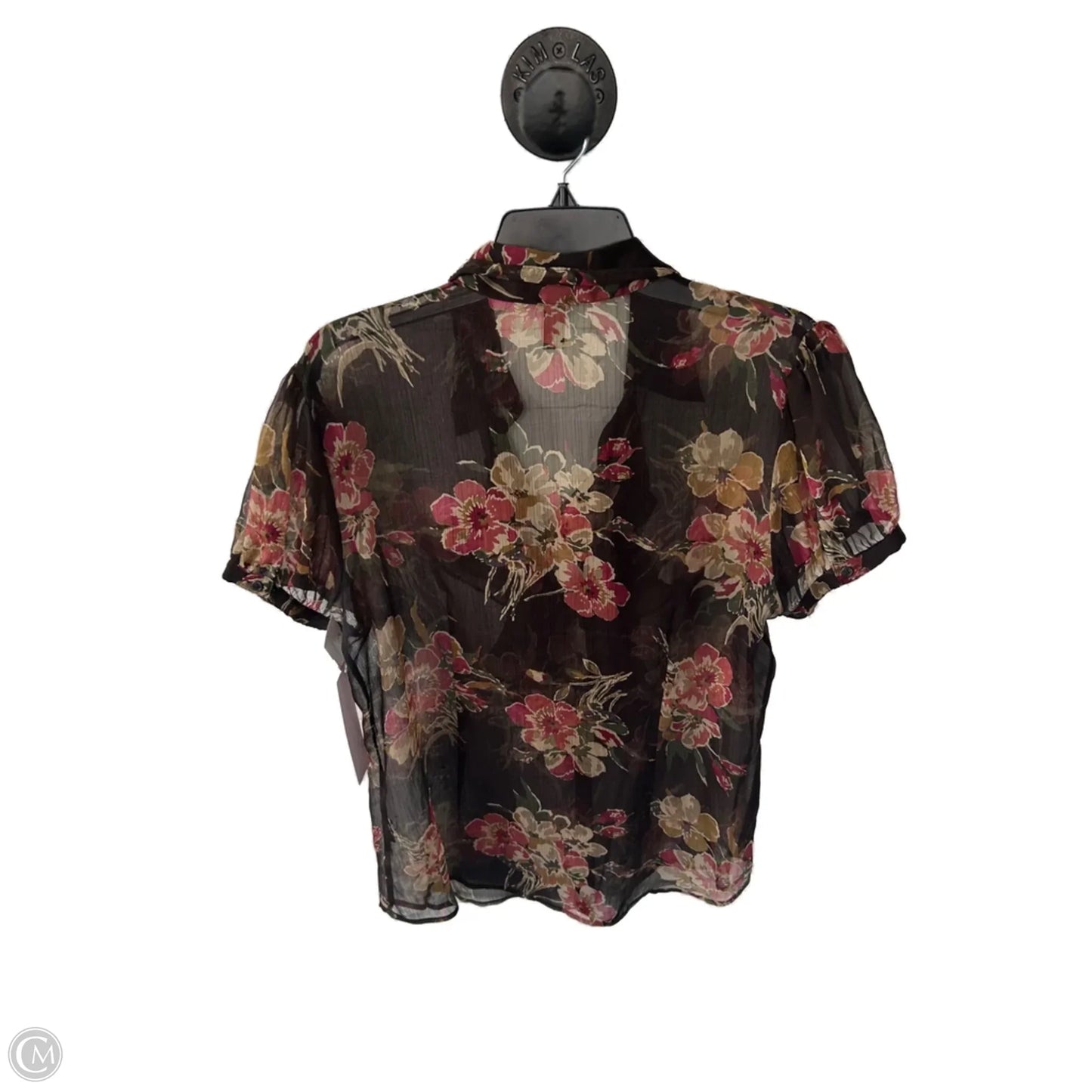 Top Short Sleeve By Lauren By Ralph Lauren In Brown & Tan, Size: L
