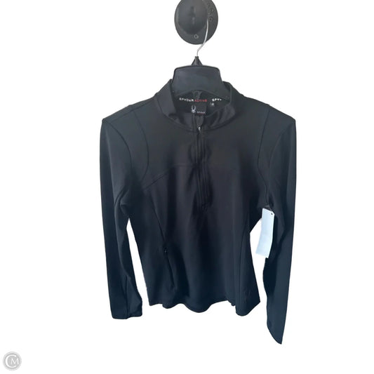 Athletic Top Long Sleeve Collar By Spyder In Black, Size: M