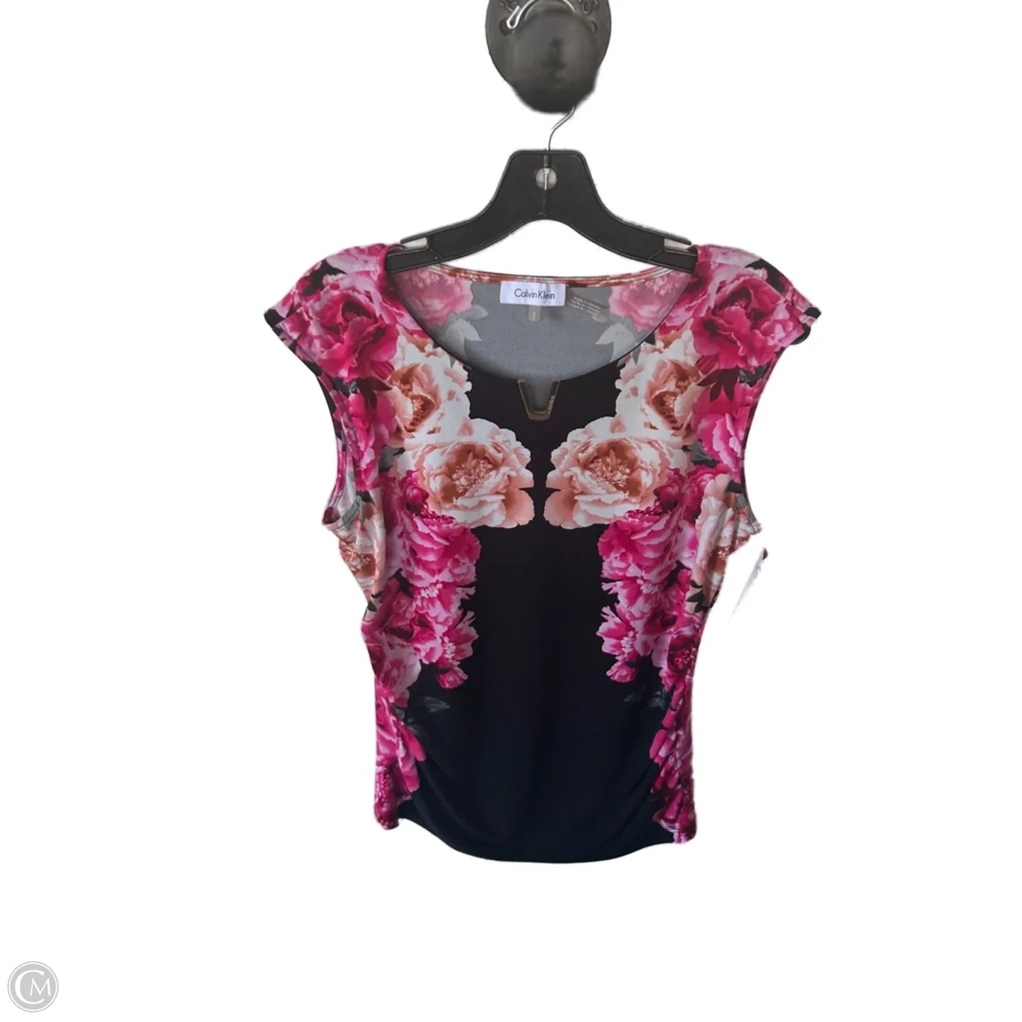 Top Sleeveless By Calvin Klein In Black & Pink, Size: M