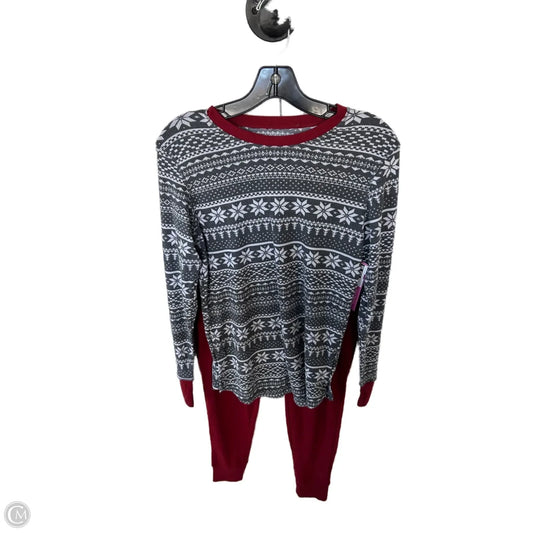 Pajamas 2pc By Cuddl Duds In Grey & Red, Size: M