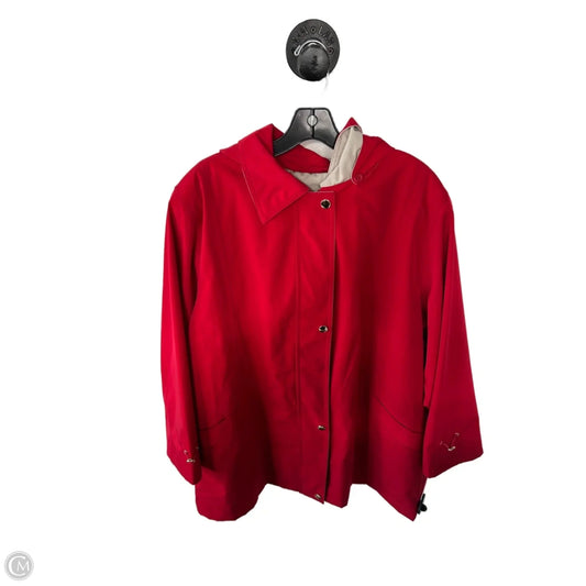 Jacket Windbreaker By Liz Claiborne In Red & Tan, Size: 2x