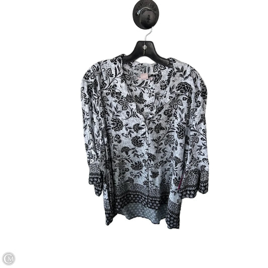 Tunic Long Sleeve By Allison Daley In Black & White, Size: 2x