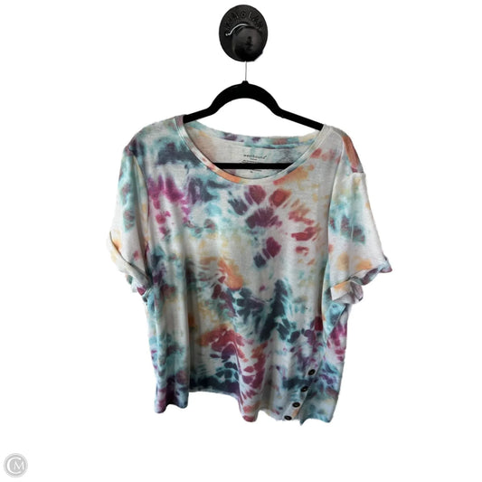 Top Short Sleeve By West Bound In Blue & White, Size: 3x
