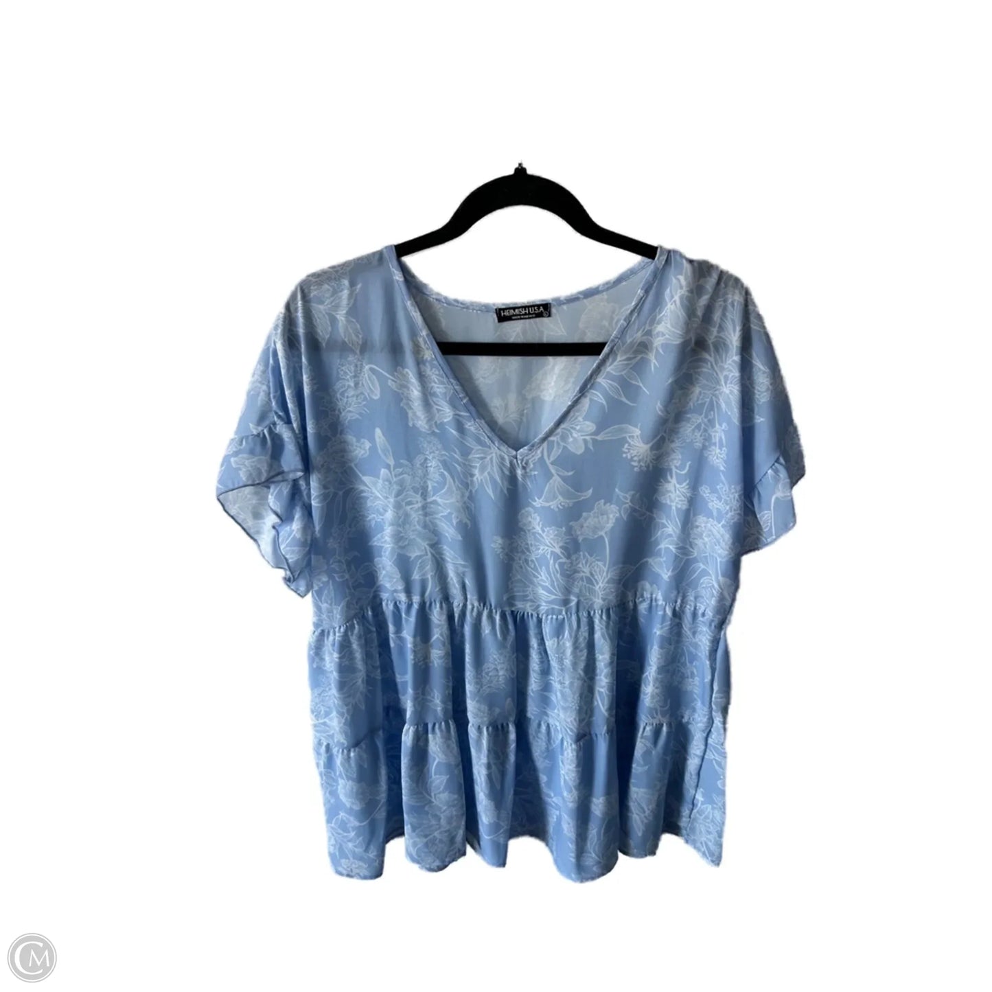 Top Short Sleeve By Clothes Mentor In Blue & White, Size: S