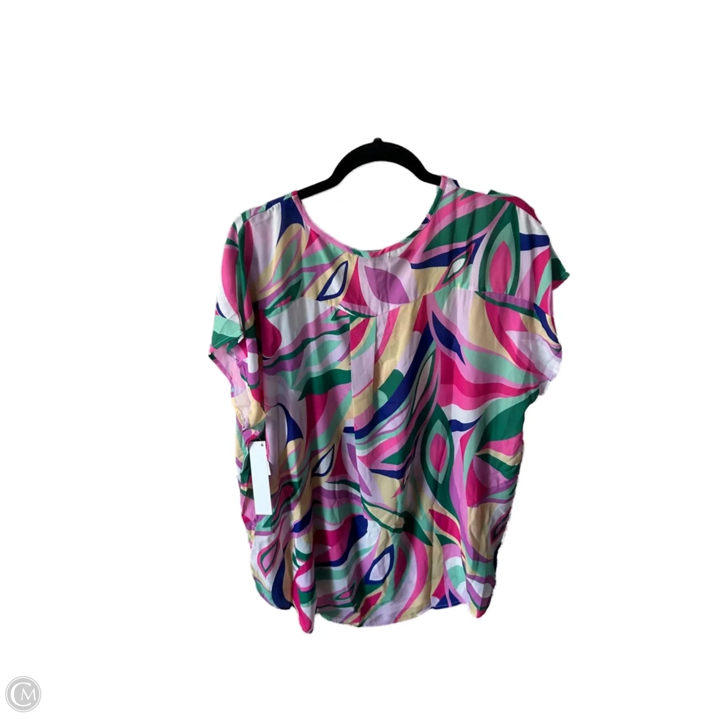 Top Short Sleeve By Clothes Mentor In Pink & White, Size: 2x