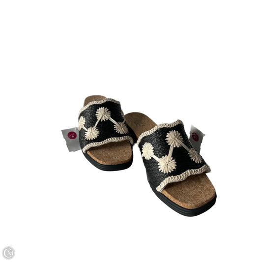 Sandals Heels Wedge By Jbu By Jambu In Black & Cream, Size: 8.5