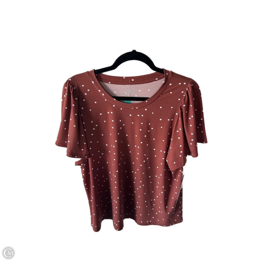 Top Short Sleeve By Maurices In Brown & White, Size: L