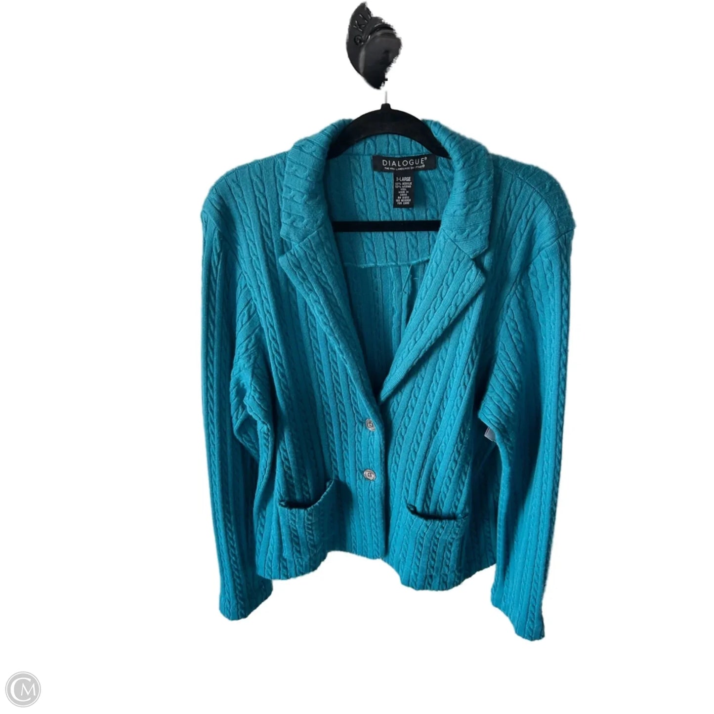 Sweater Cardigan By Dialogue Qvc In Blue, Size: Xl