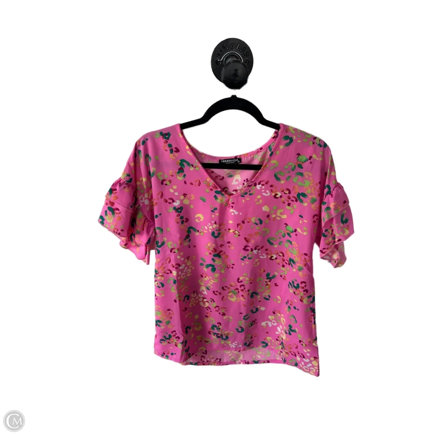 Top Short Sleeve By Heimish Usa In Pink & Yellow, Size: S