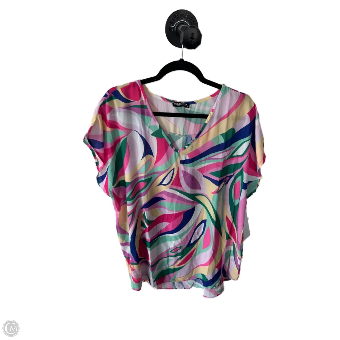 Top Short Sleeve By Heimish Usa In Pink & White, Size: L