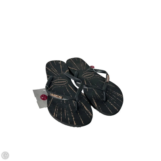 Sandals Flip Flops By Havaianas In Black & Tan, Size: 9