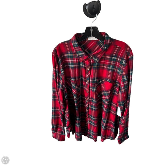Top Long Sleeve By Maurices In Red & Yellow, Size: 2x