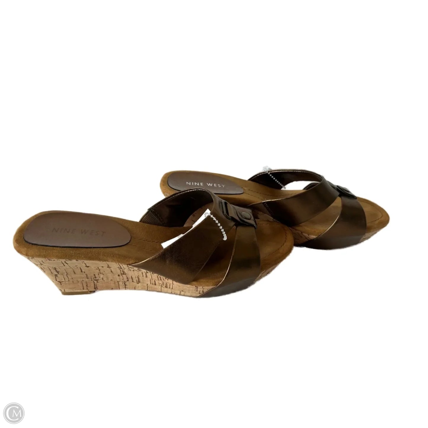 Sandals Heels Wedge By Nine West In Gold, Size: 7.5