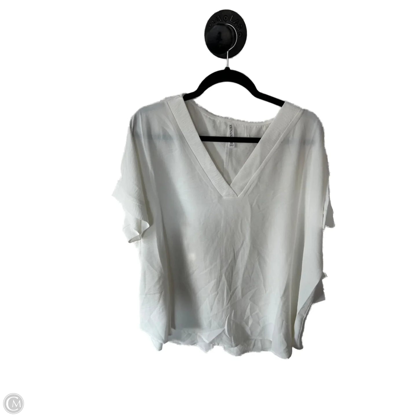 Top Short Sleeve By Zenana In White, Size: 2x