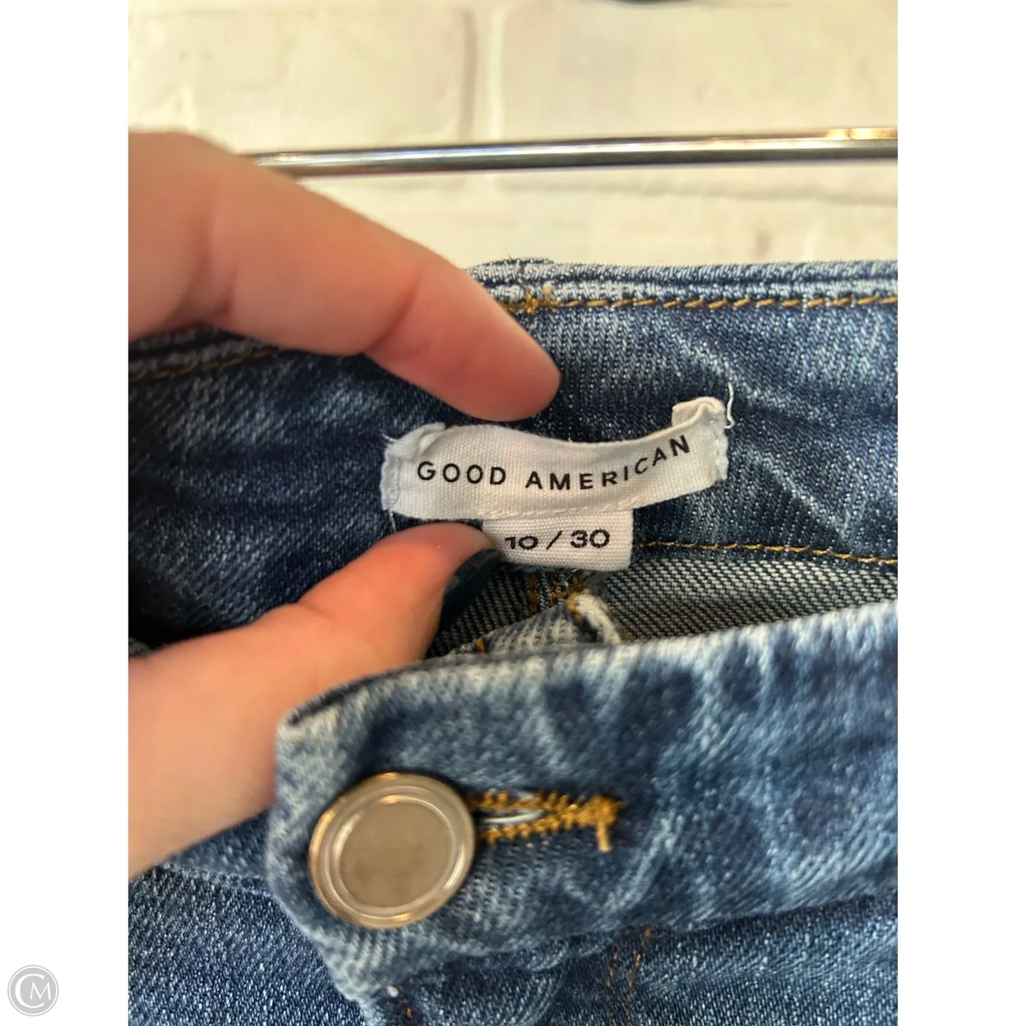 Jeans Straight By Good American In Blue Denim, Size: 10