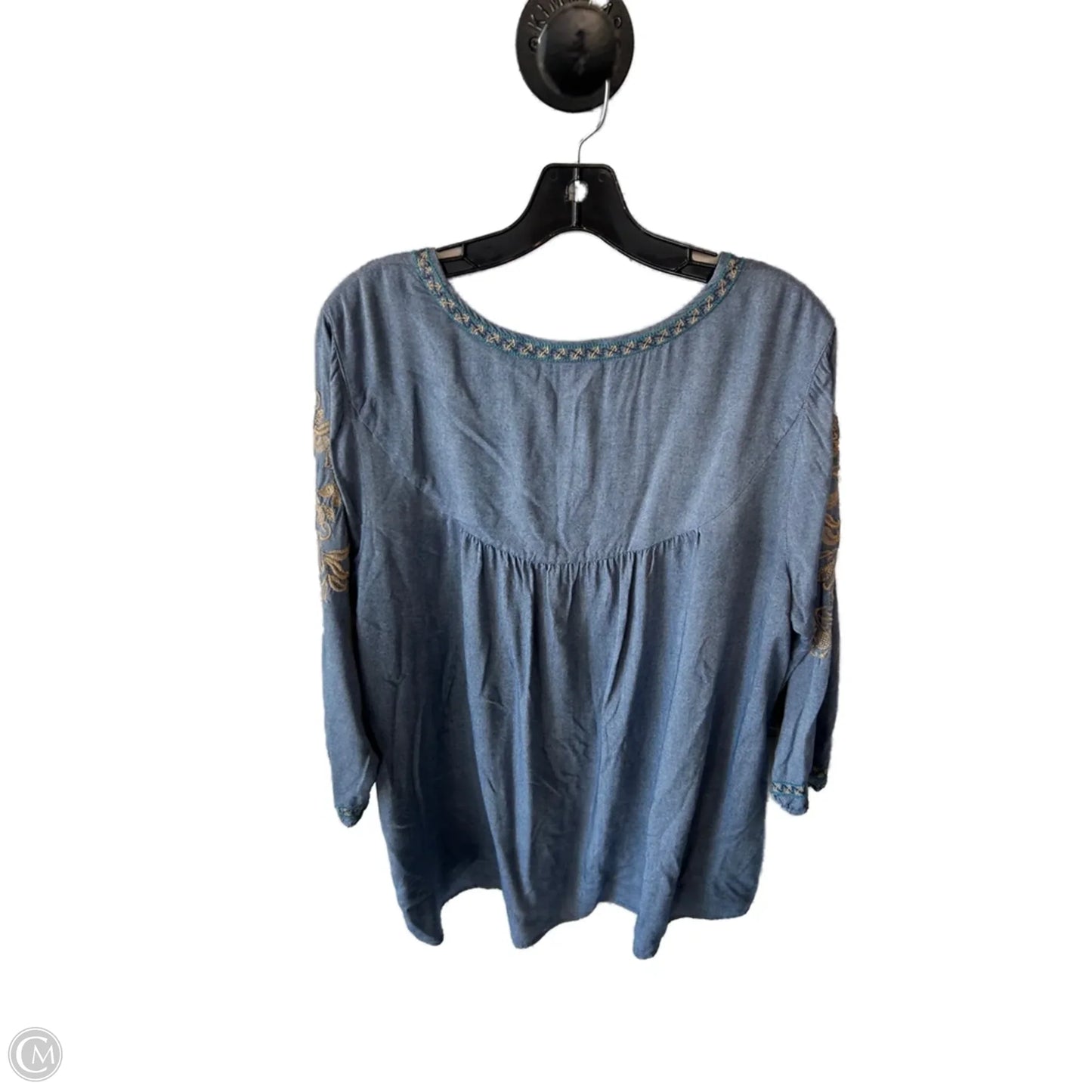Top 3/4 Sleeve By J. Jill In Blue & Tan, Size: Lp