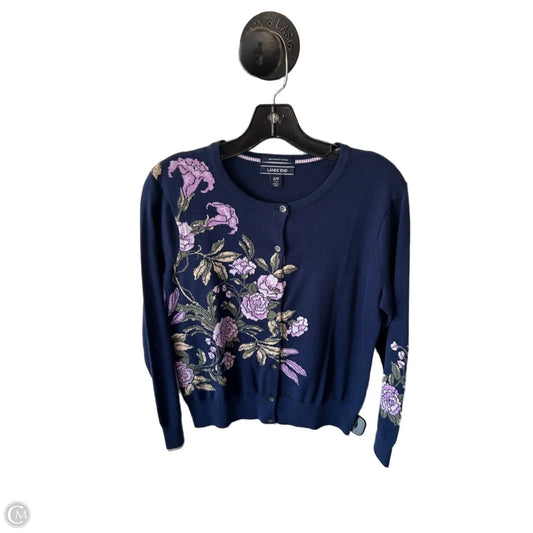 Sweater Cardigan By Lands End In Blue & Purple, Size: S