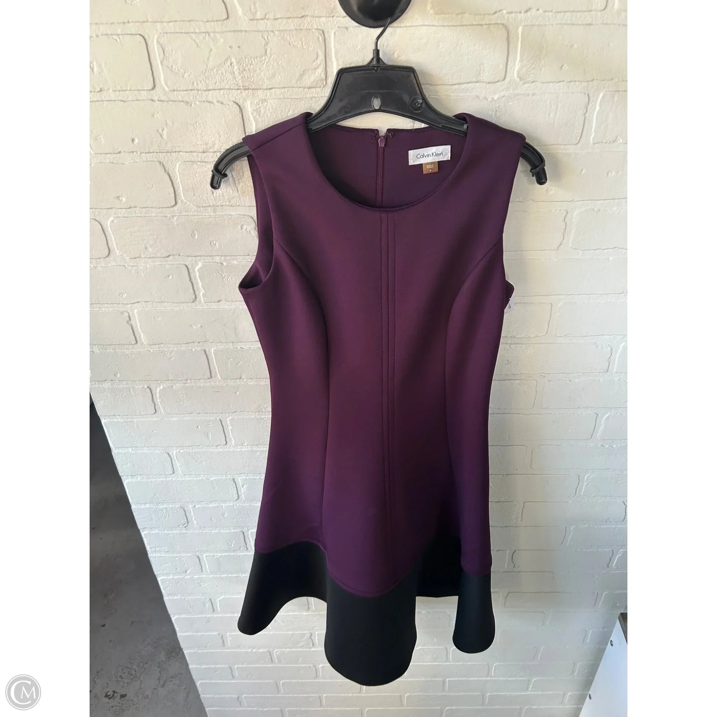 Dress Work By Calvin Klein In Black & Purple, Size: S