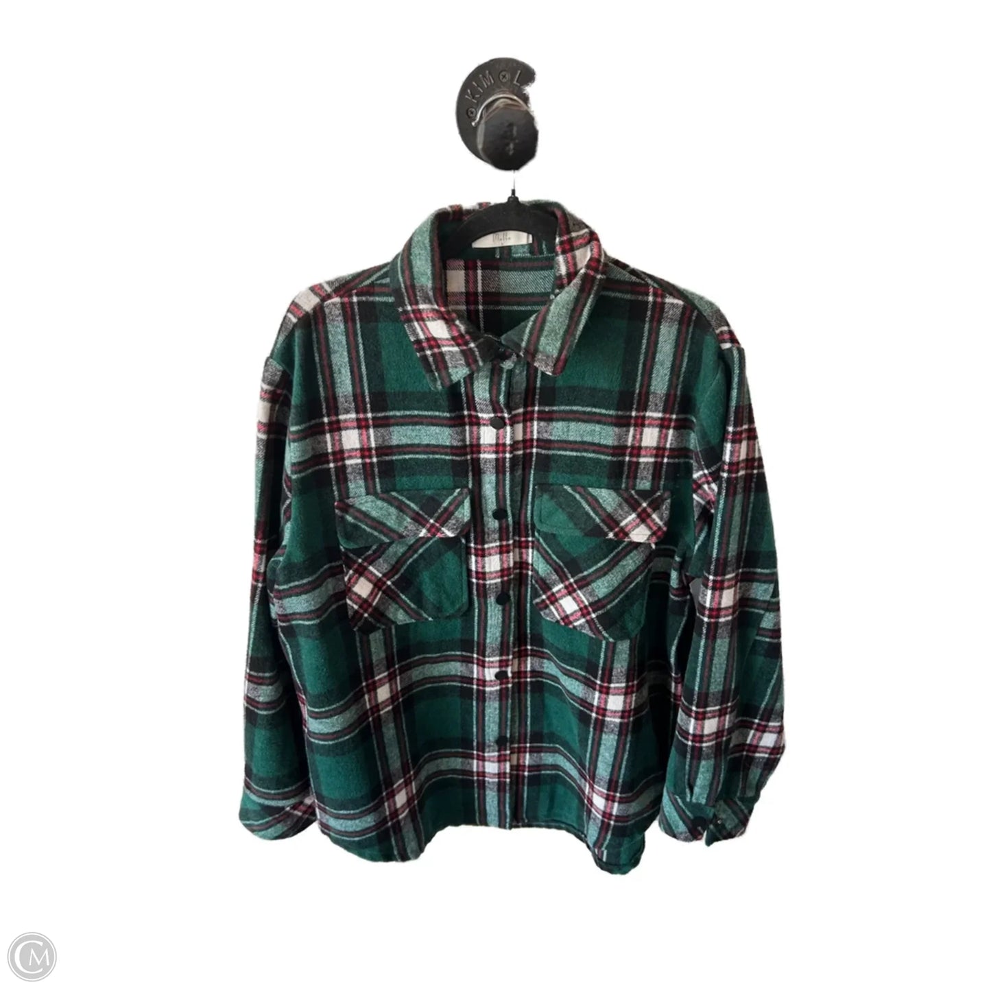 Jacket Shirt By Cmc In Green & Red, Size: L
